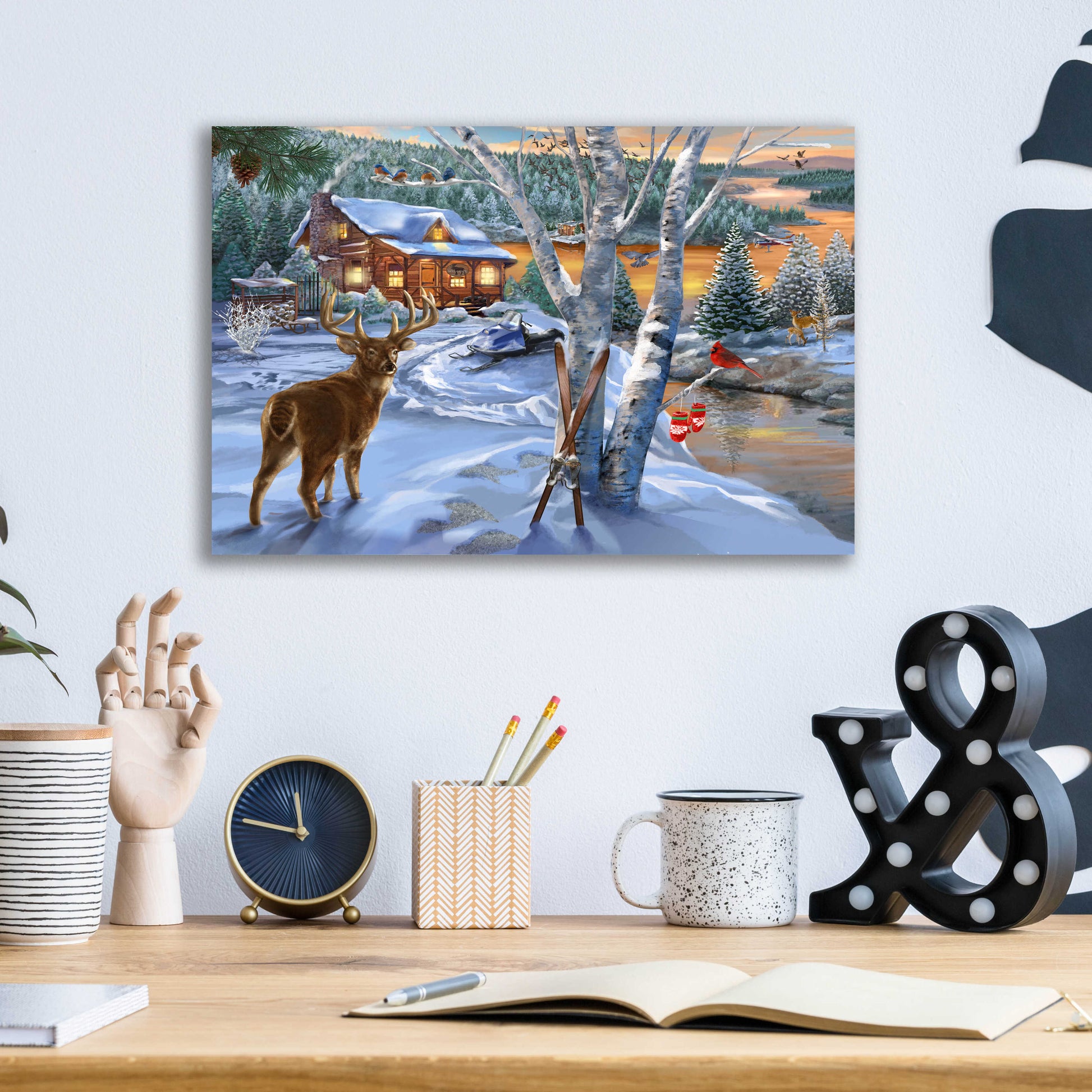 Epic Art 'Buck River' by Bigelow Illustrations, Acrylic Glass Wall Art,16x12