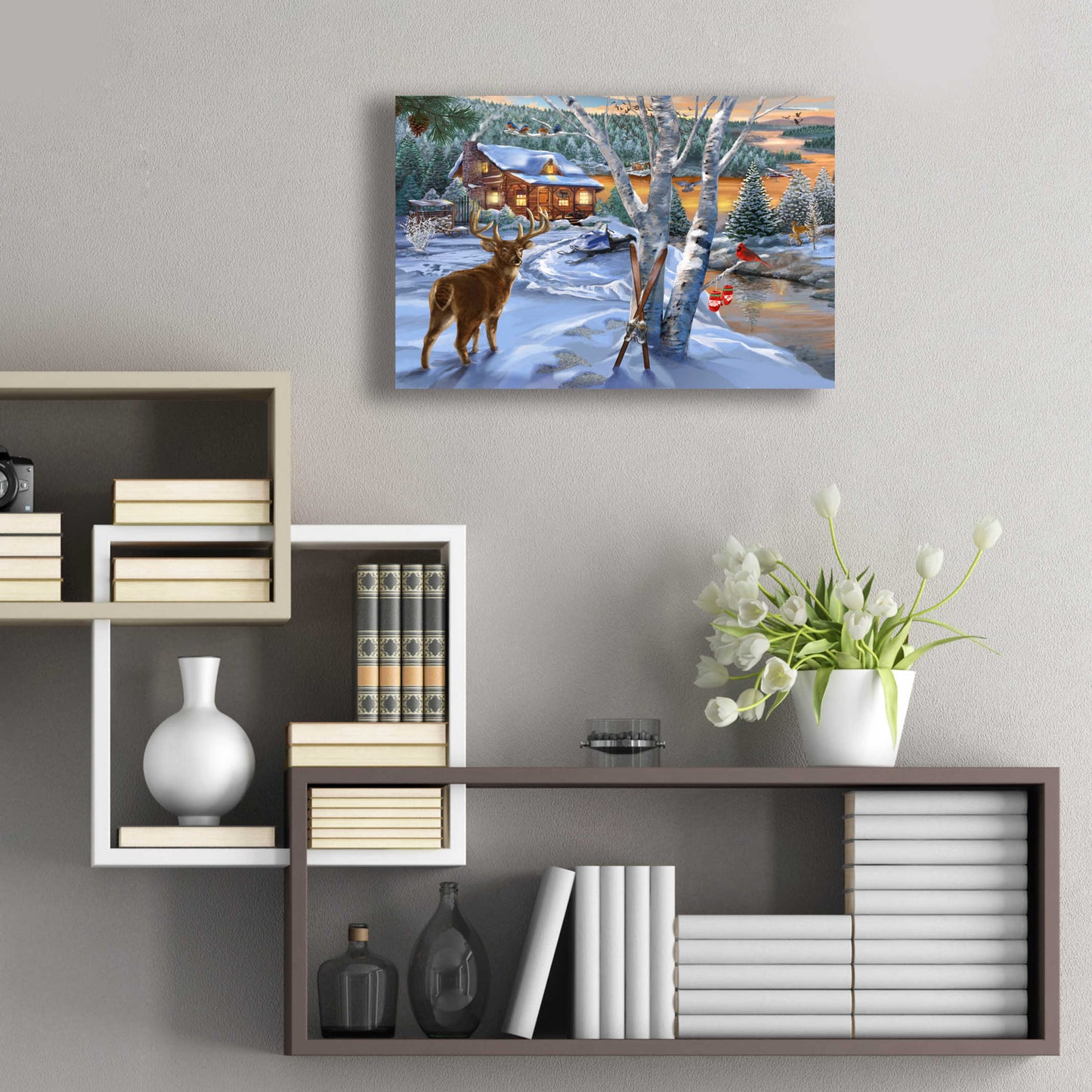 Epic Art 'Buck River' by Bigelow Illustrations, Acrylic Glass Wall Art,24x16