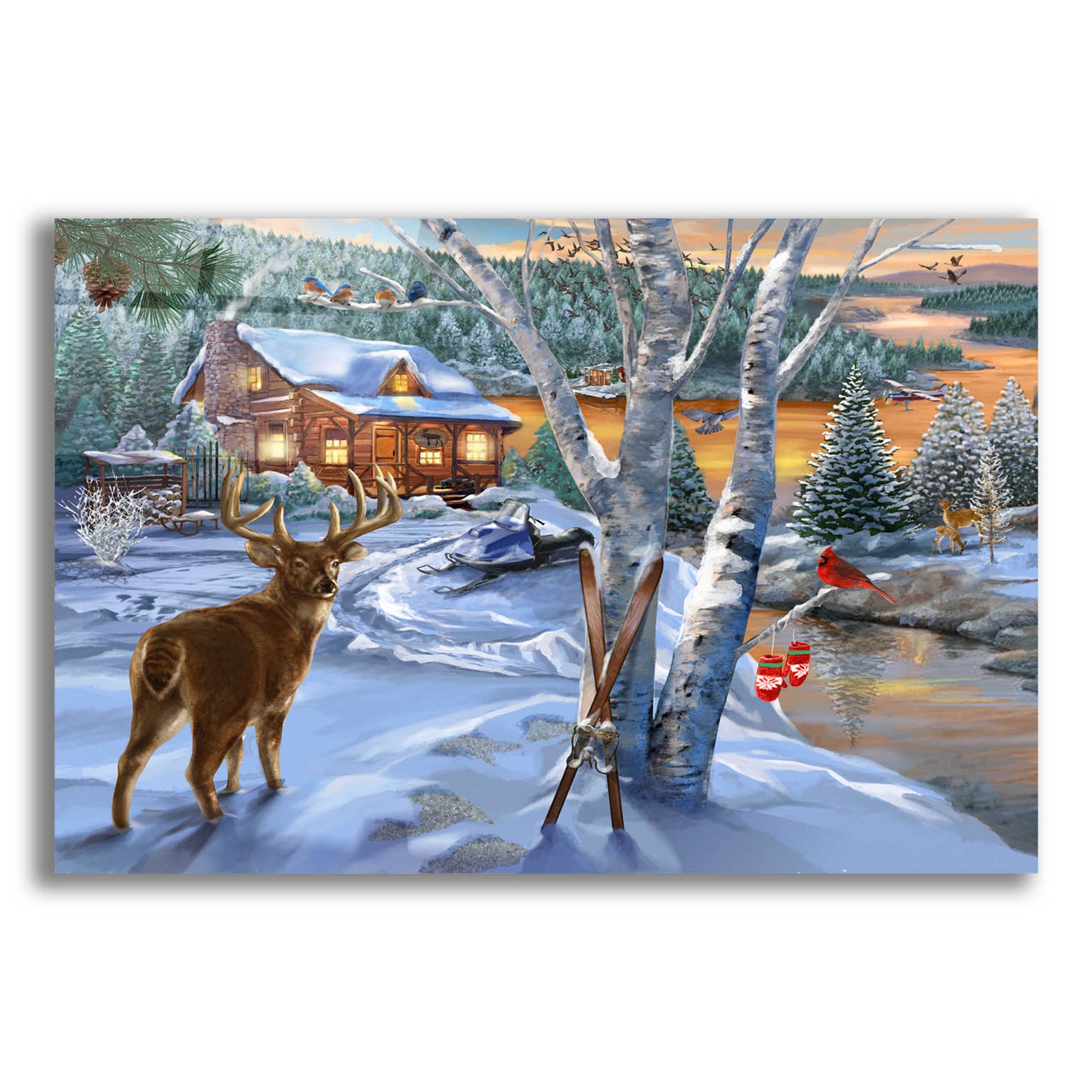 Epic Art 'Buck River' by Bigelow Illustrations, Acrylic Glass Wall Art,24x16