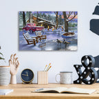 Winter Cabin by Bigelow Illustrations - 16x12 acrylic wall art in a room