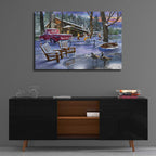 Winter Cabin by Bigelow Illustrations - 36x24 acrylic wall art in a room