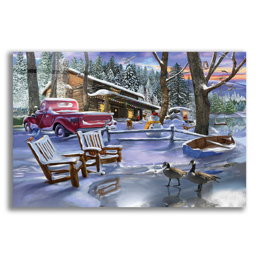 Epic Art 'Winter Cabin' by Bigelow Illustrations, Acrylic Glass Wall Art