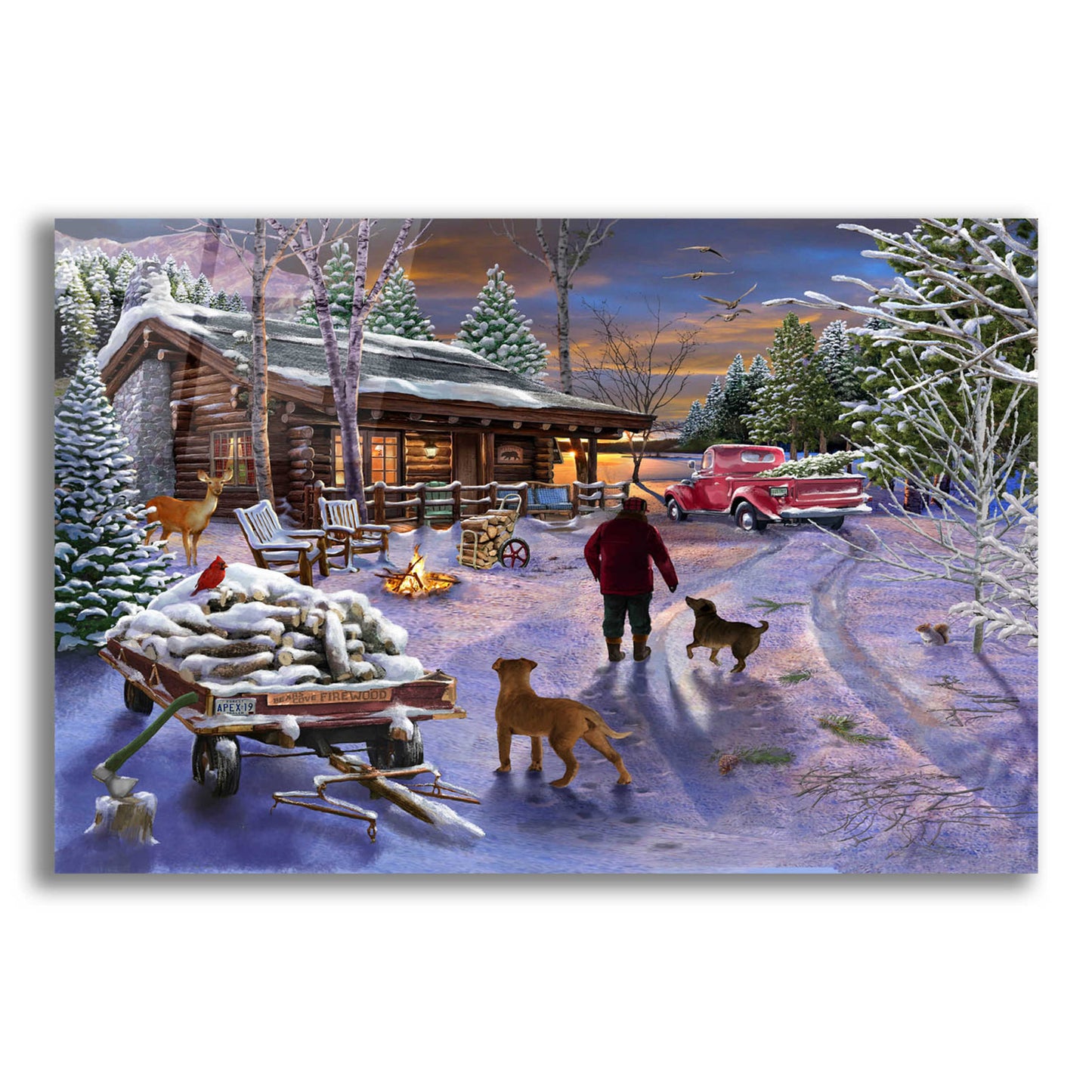 Epic Art 'Winter Refuge' by Bigelow Illustrations, Acrylic Glass Wall Art,16x12