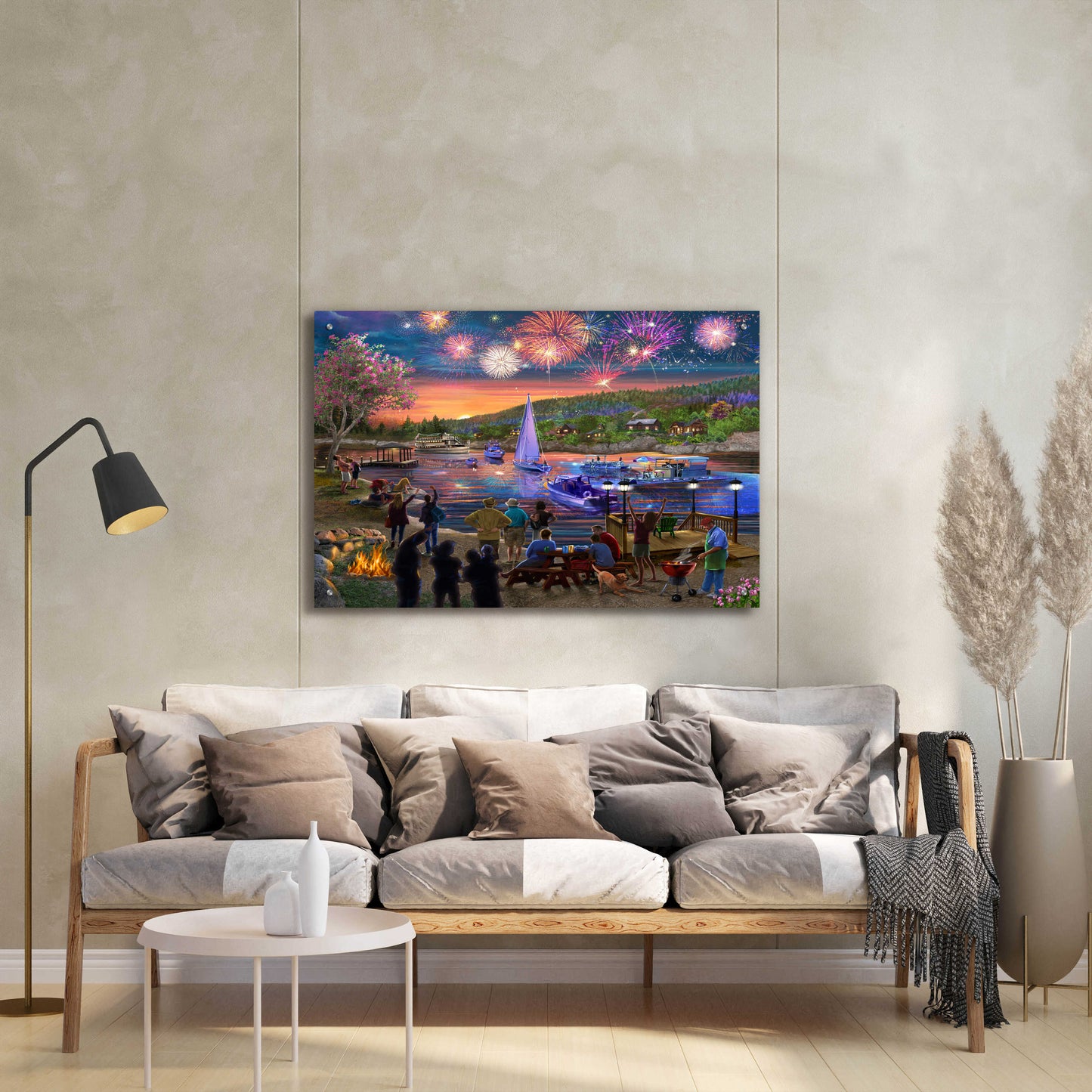 Epic Art 'Summer Fireworks 2' by Bigelow Illustrations, Acrylic Glass Wall Art,36x24