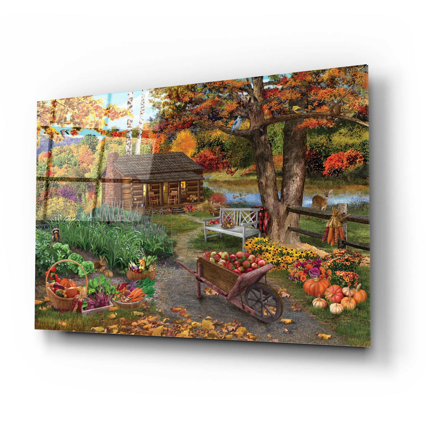 Epic Art 'Harvest at the Cabin' by Bigelow Illustrations, Acrylic Glass Wall Art,24x16