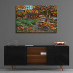 Harvest at the Cabin by Bigelow Illustrations - 36x24 acrylic wall art in a room