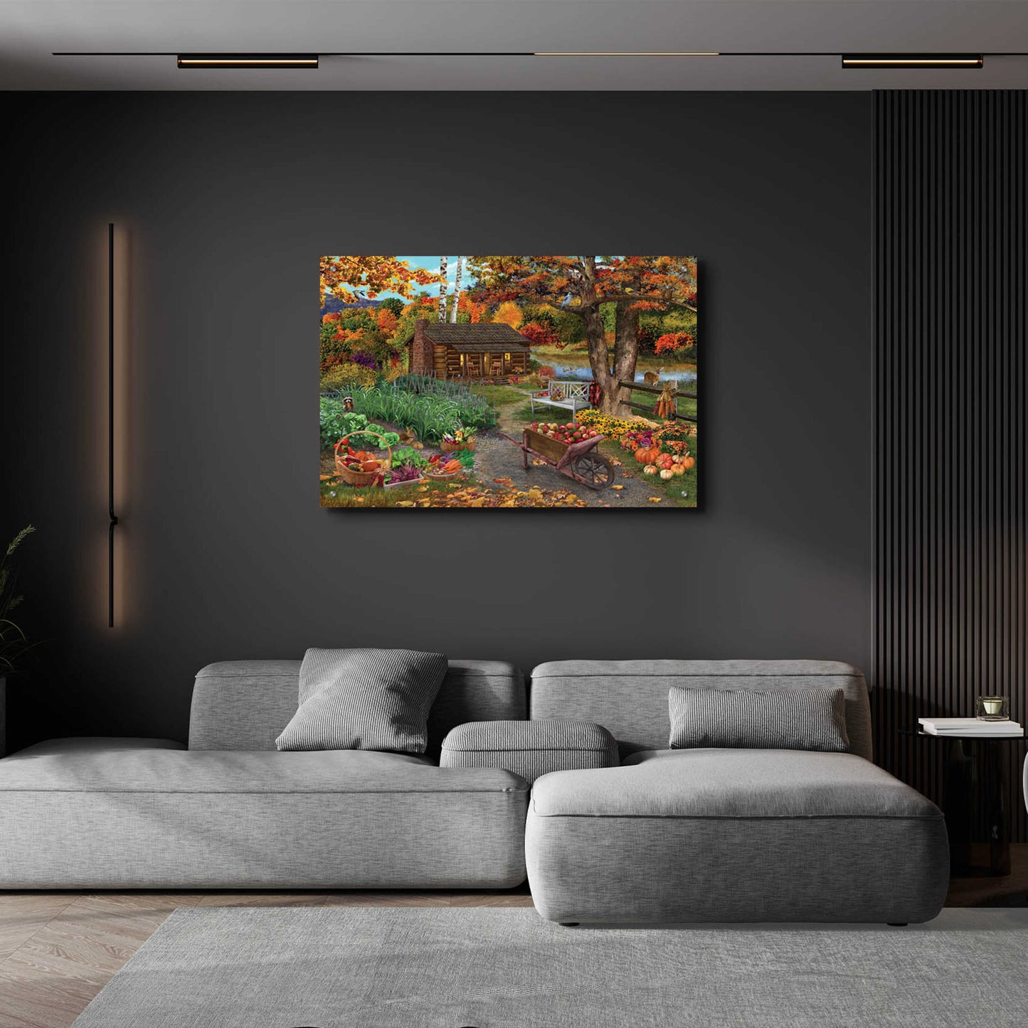Epic Art 'Harvest at the Cabin' by Bigelow Illustrations, Acrylic Glass Wall Art,36x24