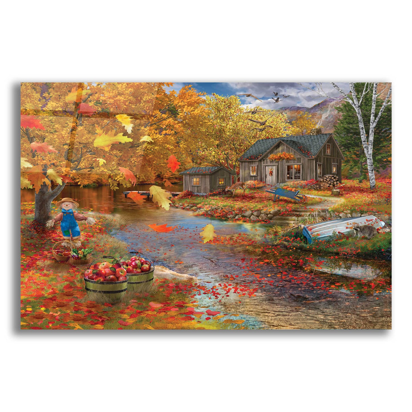 Epic Art 'Autumn Cabin' by Bigelow Illustrations, Acrylic Glass Wall Art,16x12