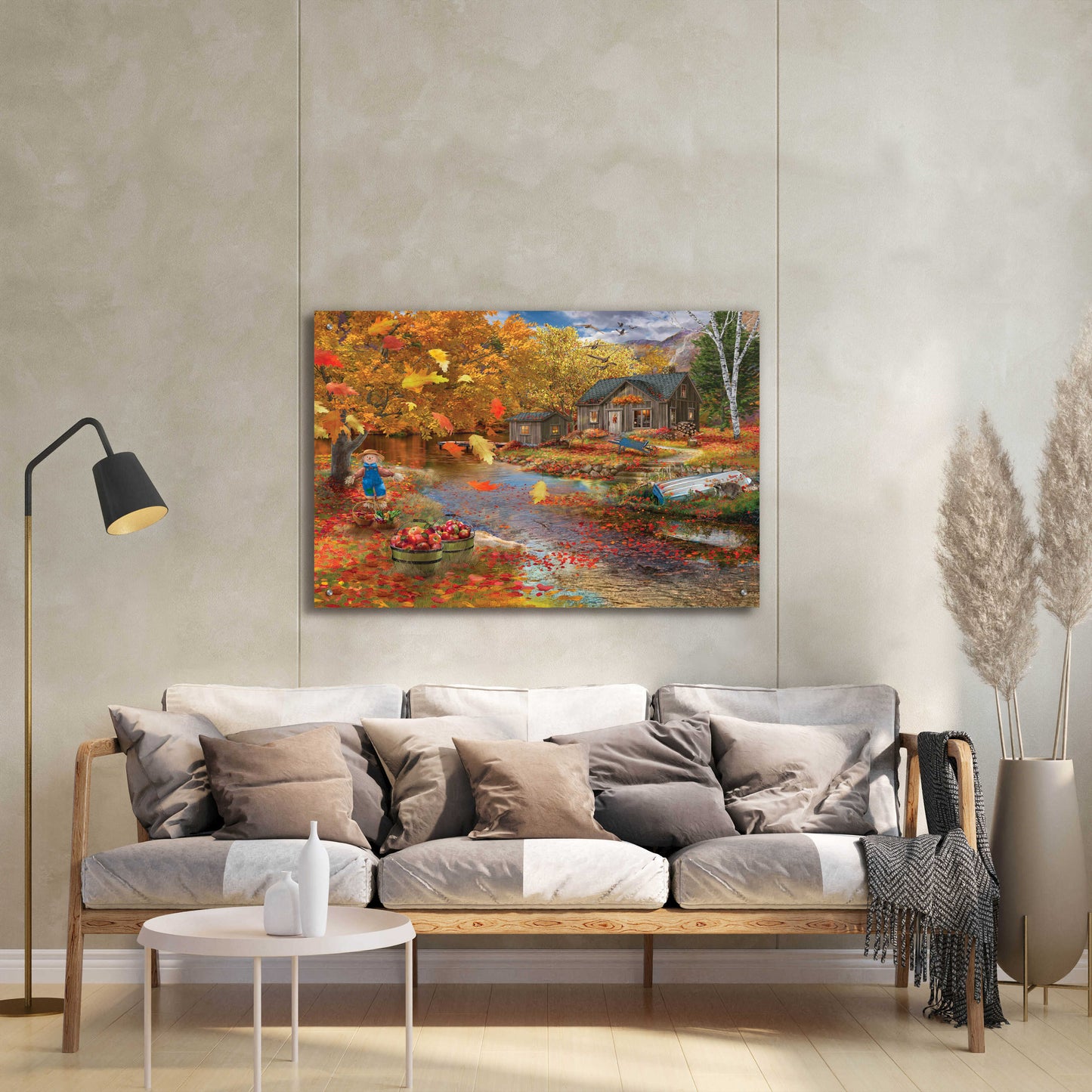 Epic Art 'Autumn Cabin' by Bigelow Illustrations, Acrylic Glass Wall Art,36x24