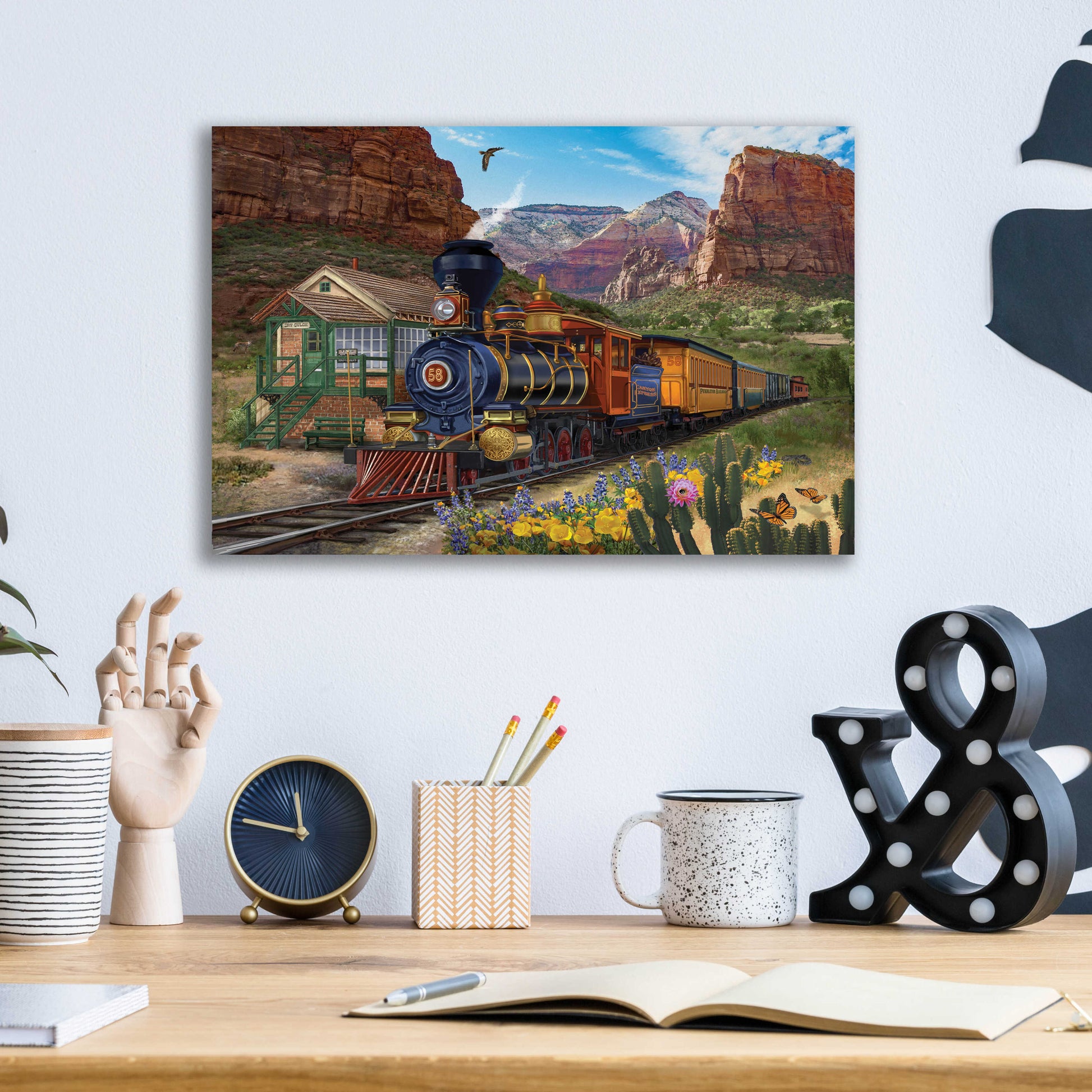 Epic Art 'Canyon Express' by Bigelow Illustrations, Acrylic Glass Wall Art,16x12