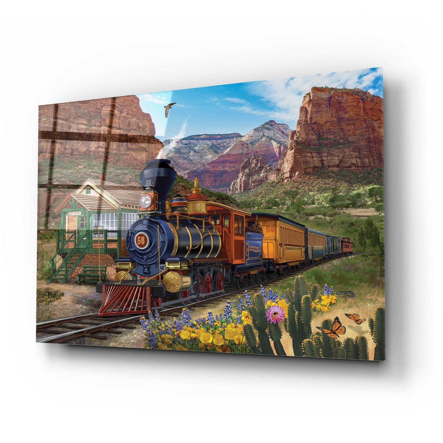 Epic Art 'Canyon Express' by Bigelow Illustrations, Acrylic Glass Wall Art,24x16