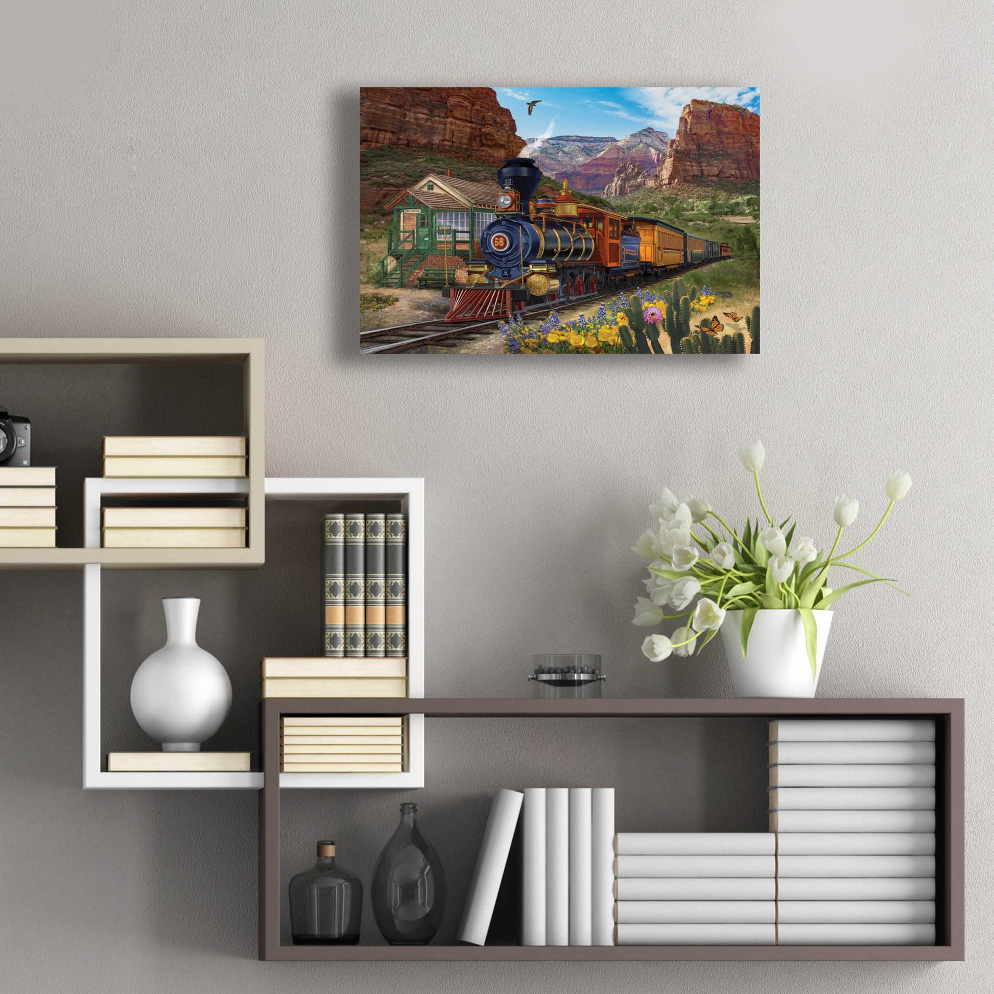 Epic Art 'Canyon Express' by Bigelow Illustrations, Acrylic Glass Wall Art,24x16