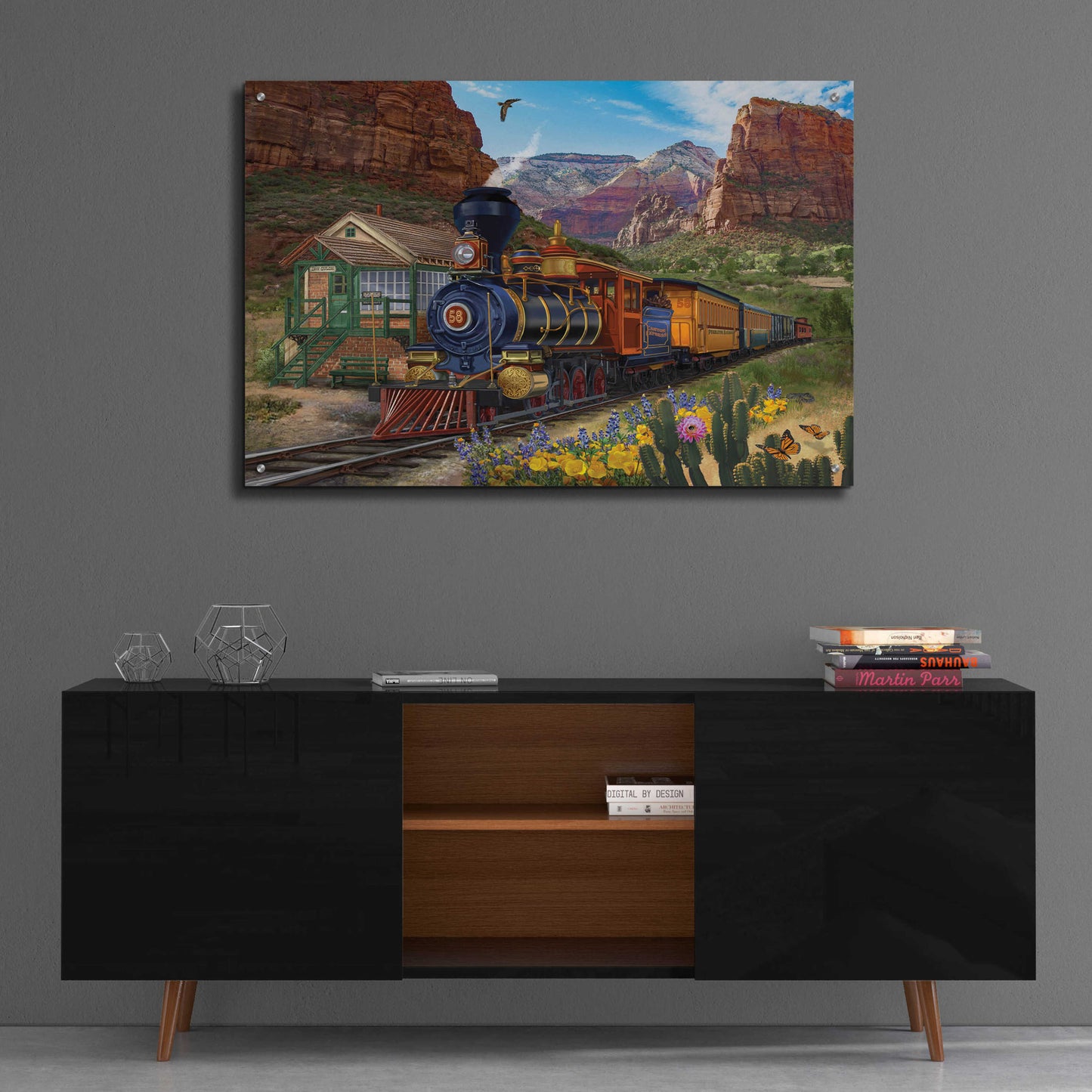 Epic Art 'Canyon Express' by Bigelow Illustrations, Acrylic Glass Wall Art,36x24