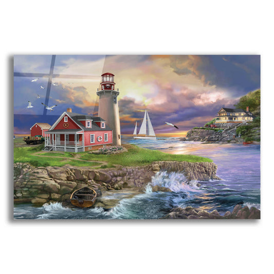Epic Art 'Sunset Point Lighthouse' by Bigelow Illustrations, Acrylic Glass Wall Art