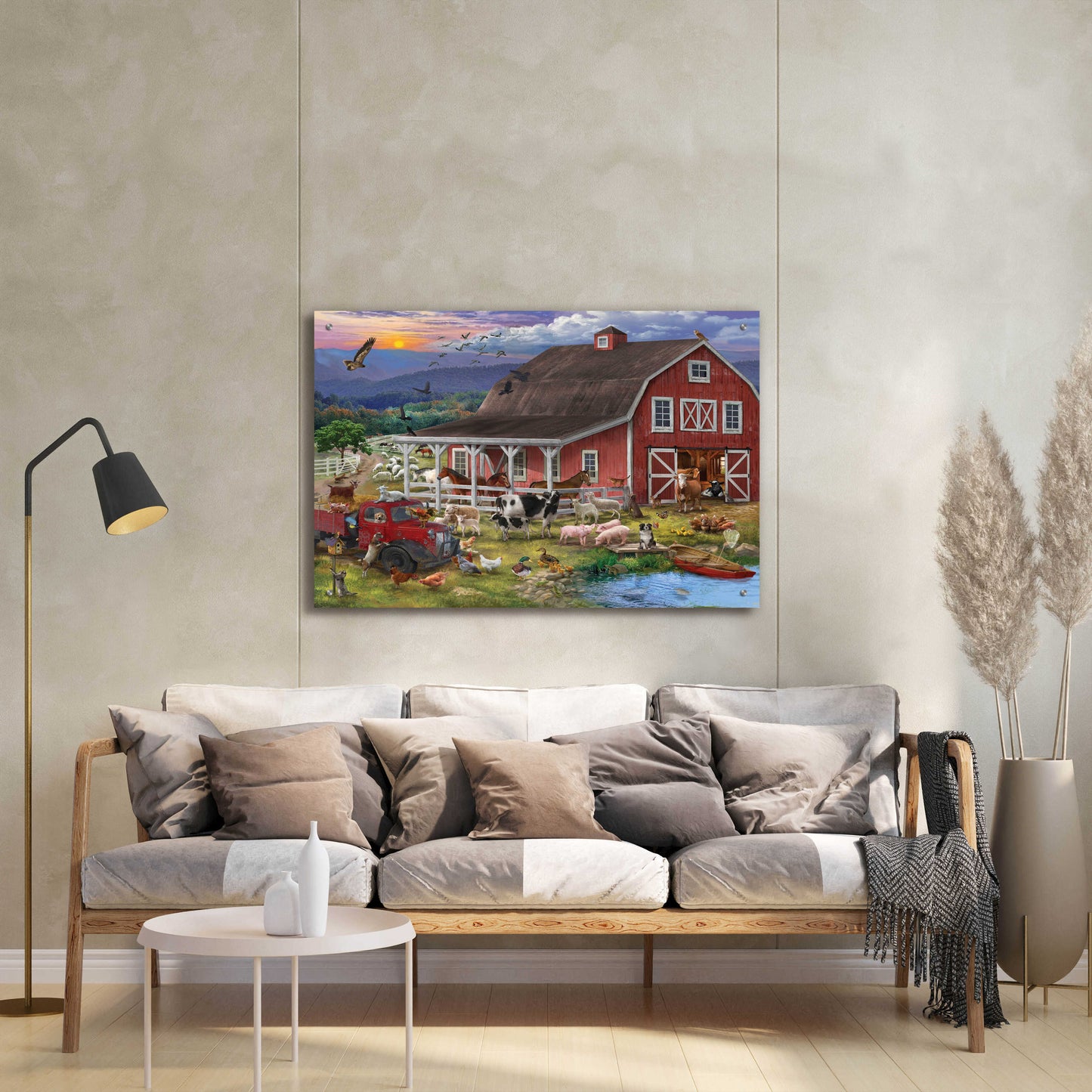 Epic Art 'The Barnyard Crowd' by Bigelow Illustrations, Acrylic Glass Wall Art,36x24