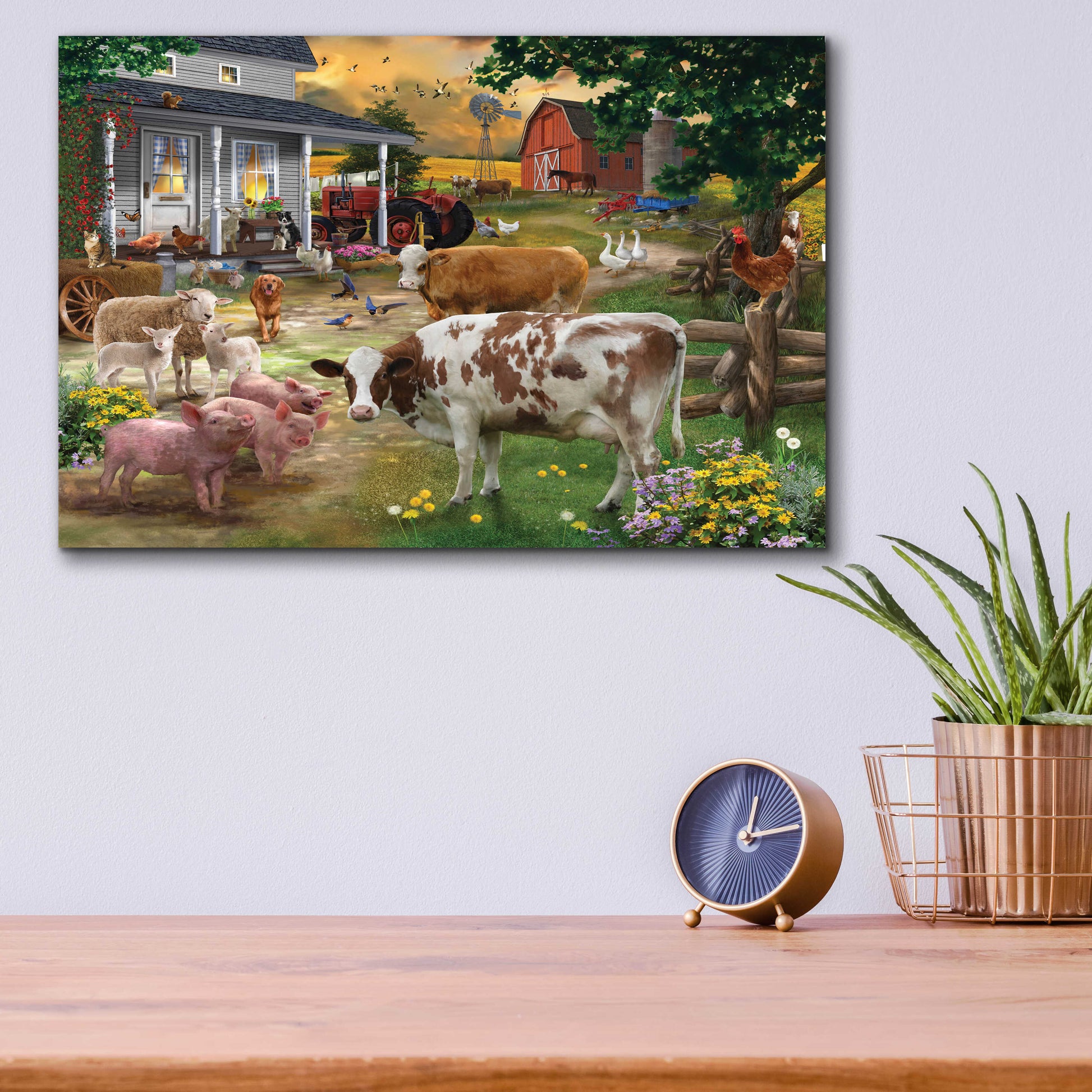 Epic Art 'Farm Friends' by Bigelow Illustrations, Acrylic Glass Wall Art,16x12