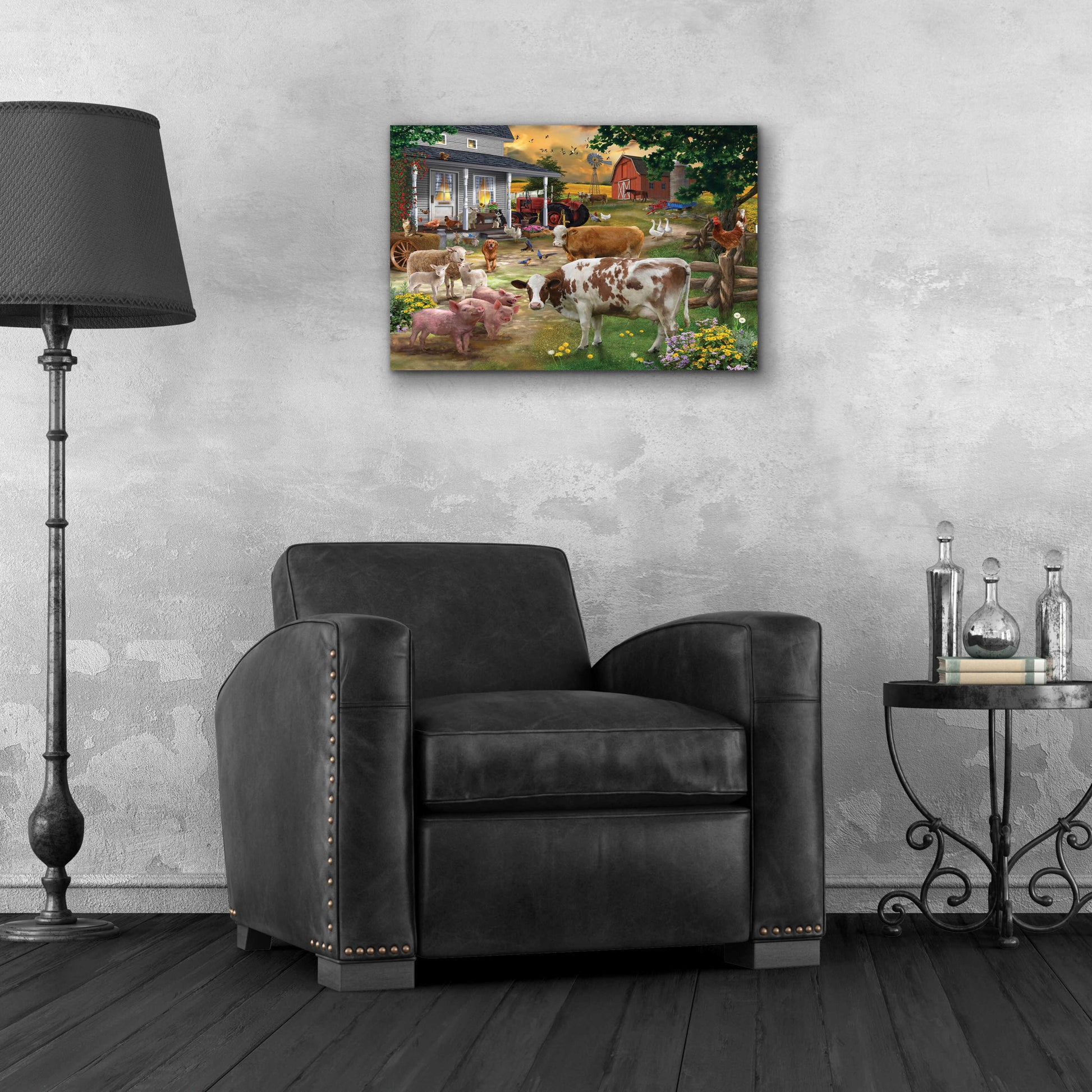 Epic Art 'Farm Friends' by Bigelow Illustrations, Acrylic Glass Wall Art,24x16