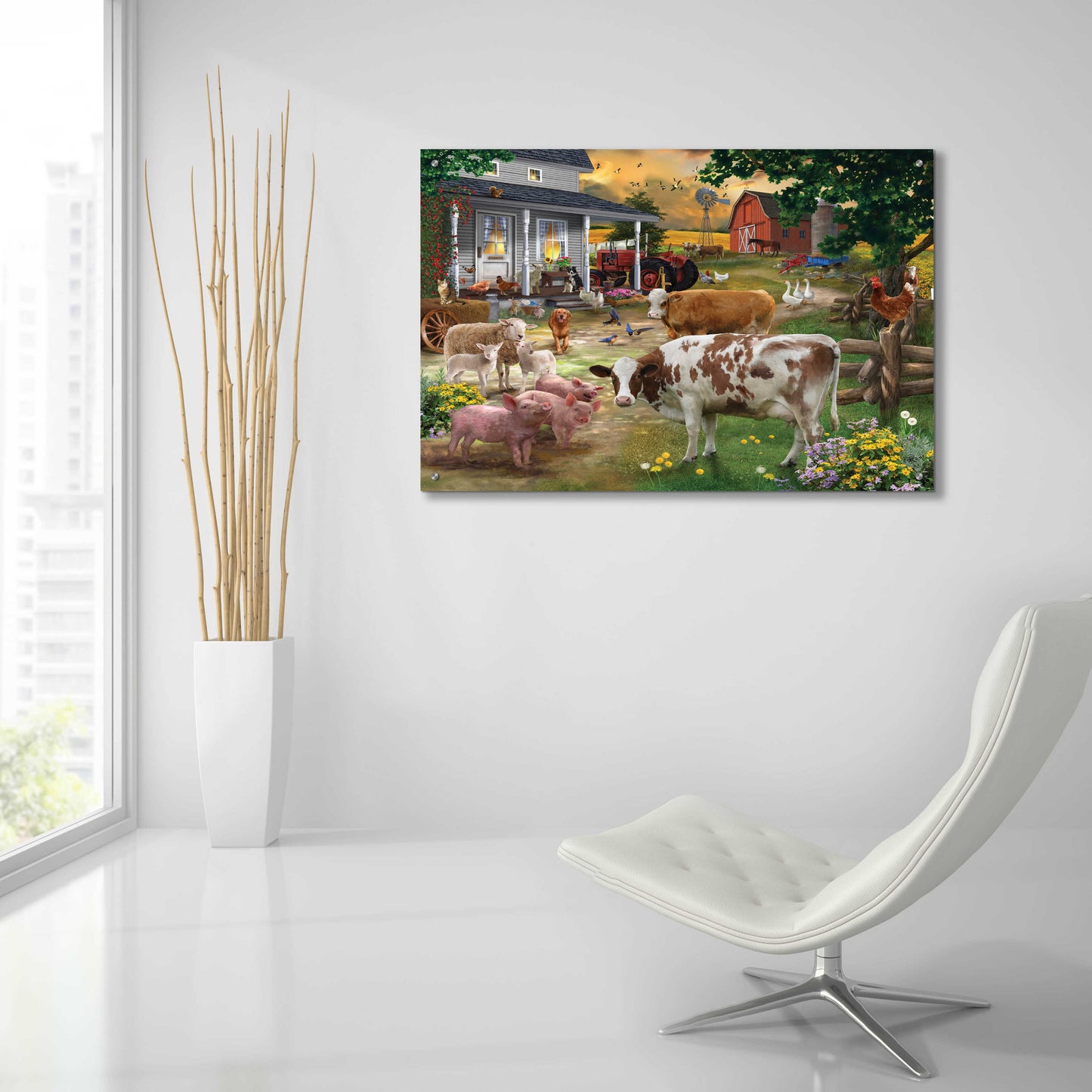 Epic Art 'Farm Friends' by Bigelow Illustrations, Acrylic Glass Wall Art,36x24