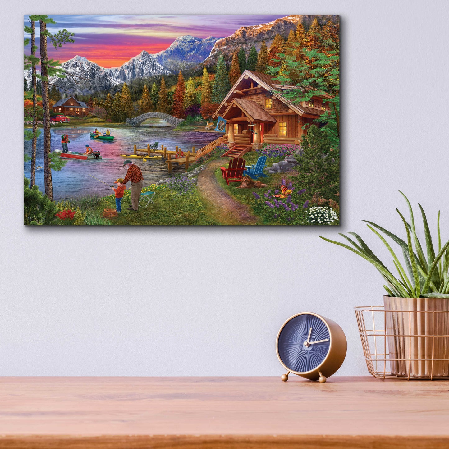 Epic Art 'Stone Bridge Lake' by Bigelow Illustrations, Acrylic Glass Wall Art,16x12