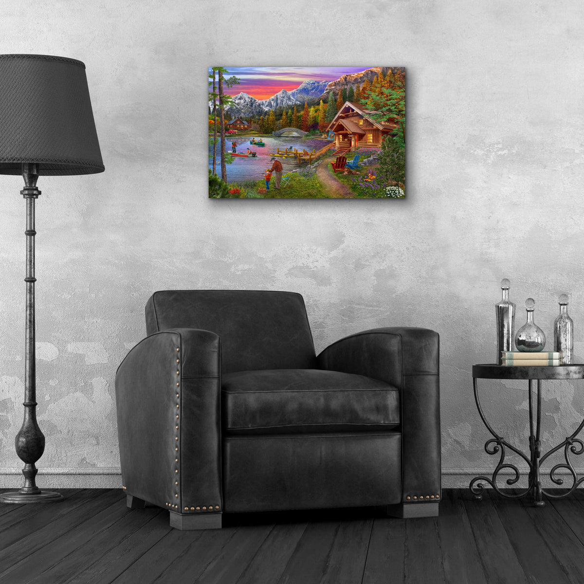 Epic Art 'Stone Bridge Lake' by Bigelow Illustrations, Acrylic Glass Wall Art,24x16