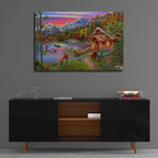 Stone Bridge Lake by Bigelow Illustrations - 36x24 acrylic wall art in a room