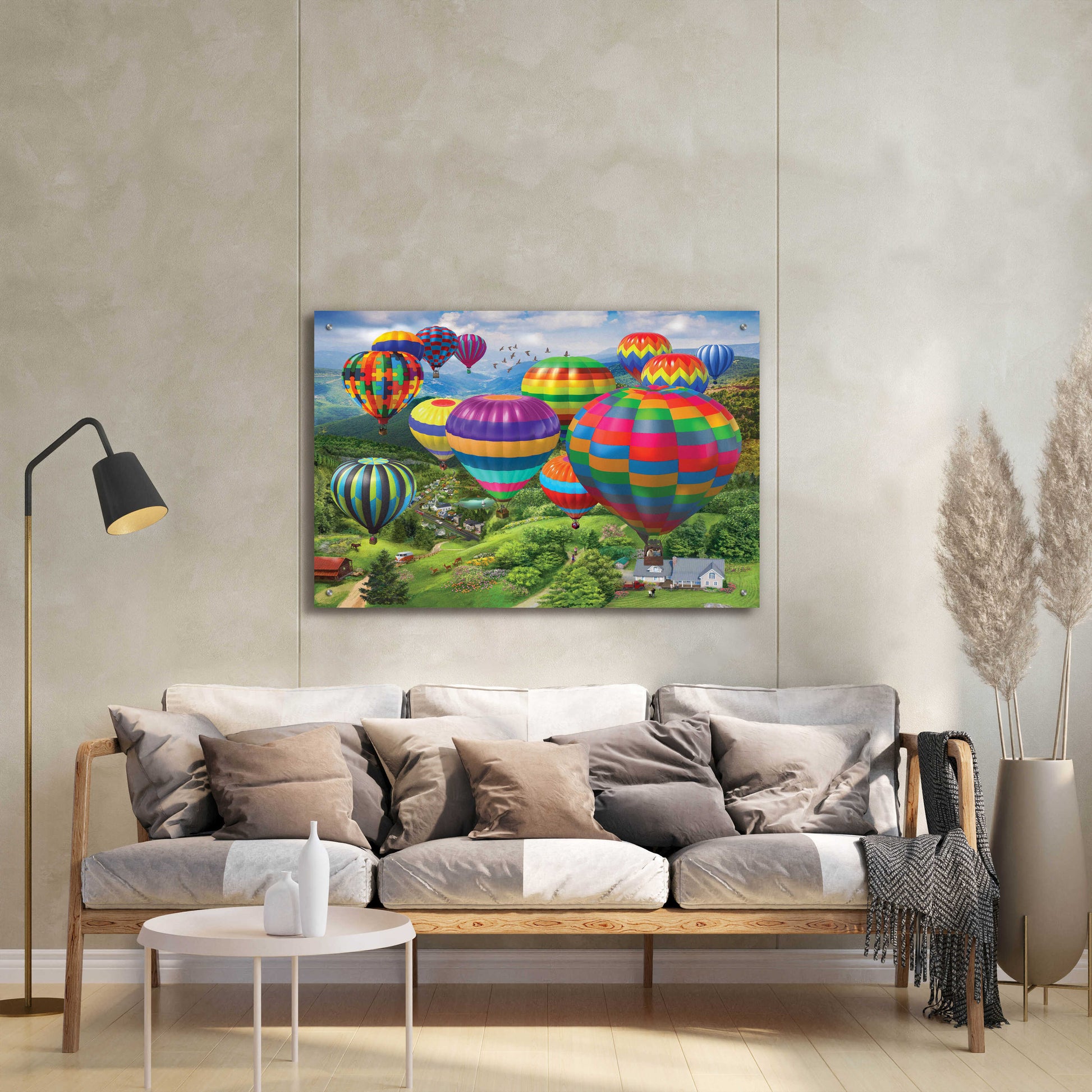 Epic Art 'Sailing Over the Valley' by Bigelow Illustrations, Acrylic Glass Wall Art,36x24