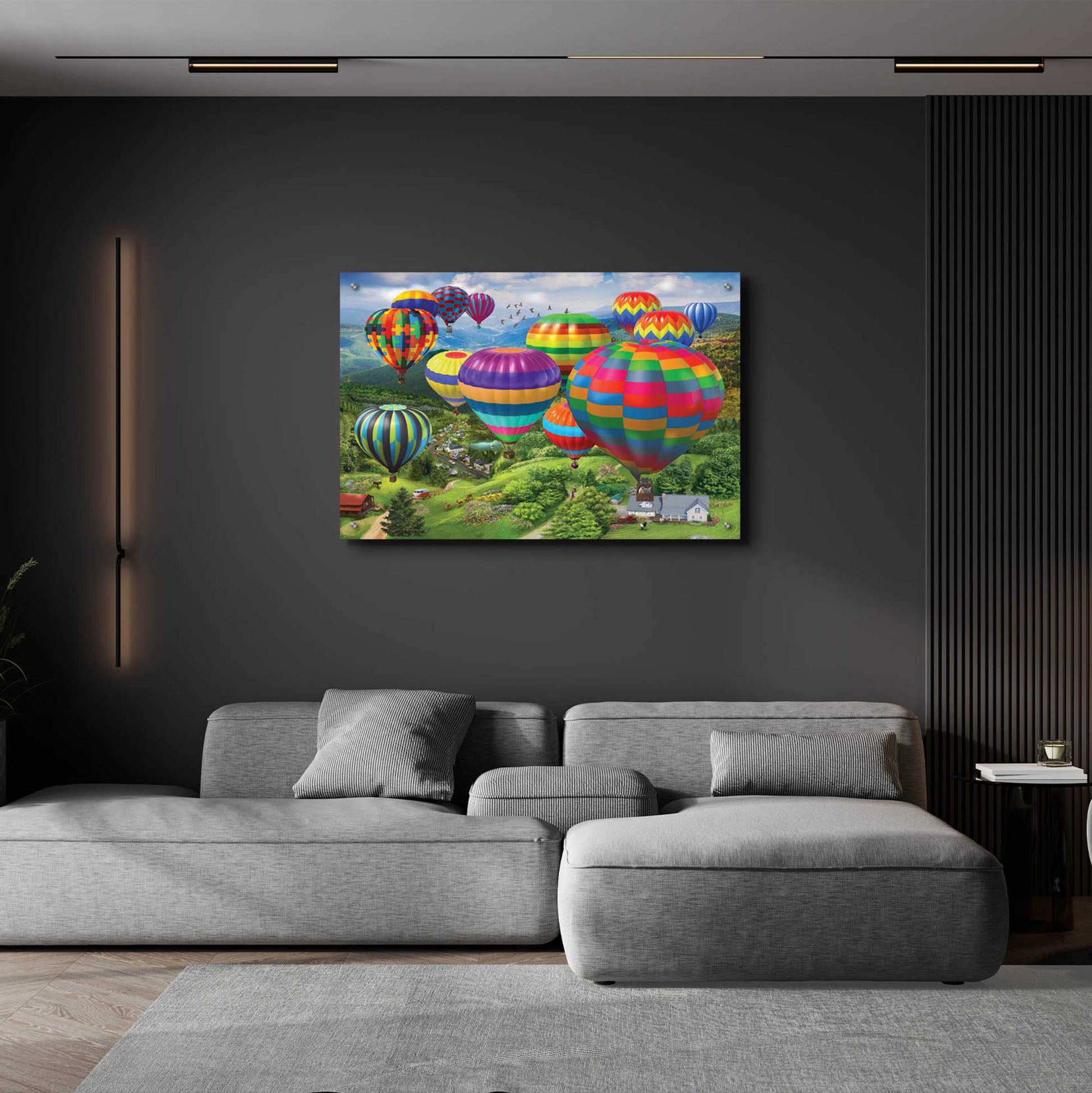 Epic Art 'Sailing Over the Valley' by Bigelow Illustrations, Acrylic Glass Wall Art,36x24