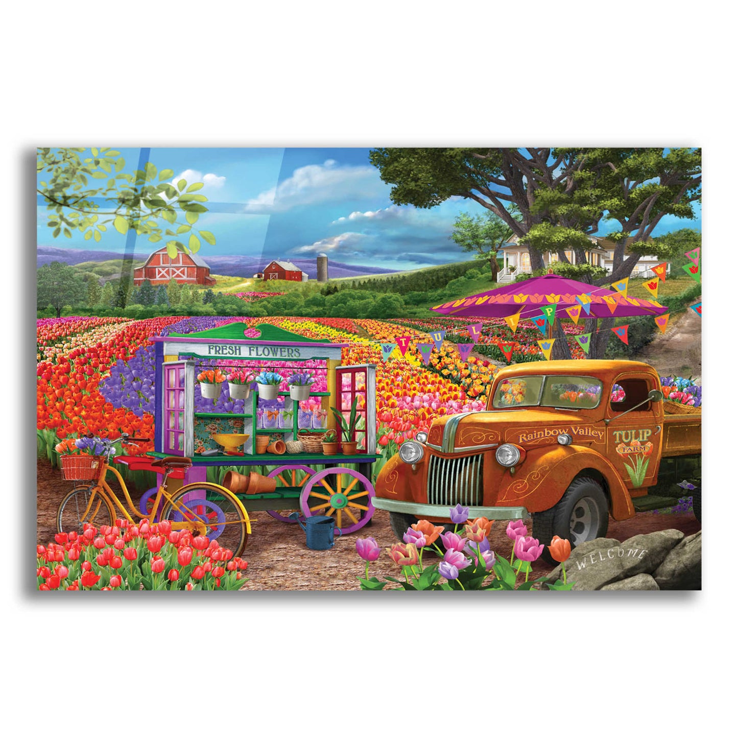 Epic Art 'Roadside Tulips' by Bigelow Illustrations, Acrylic Glass Wall Art,24x16