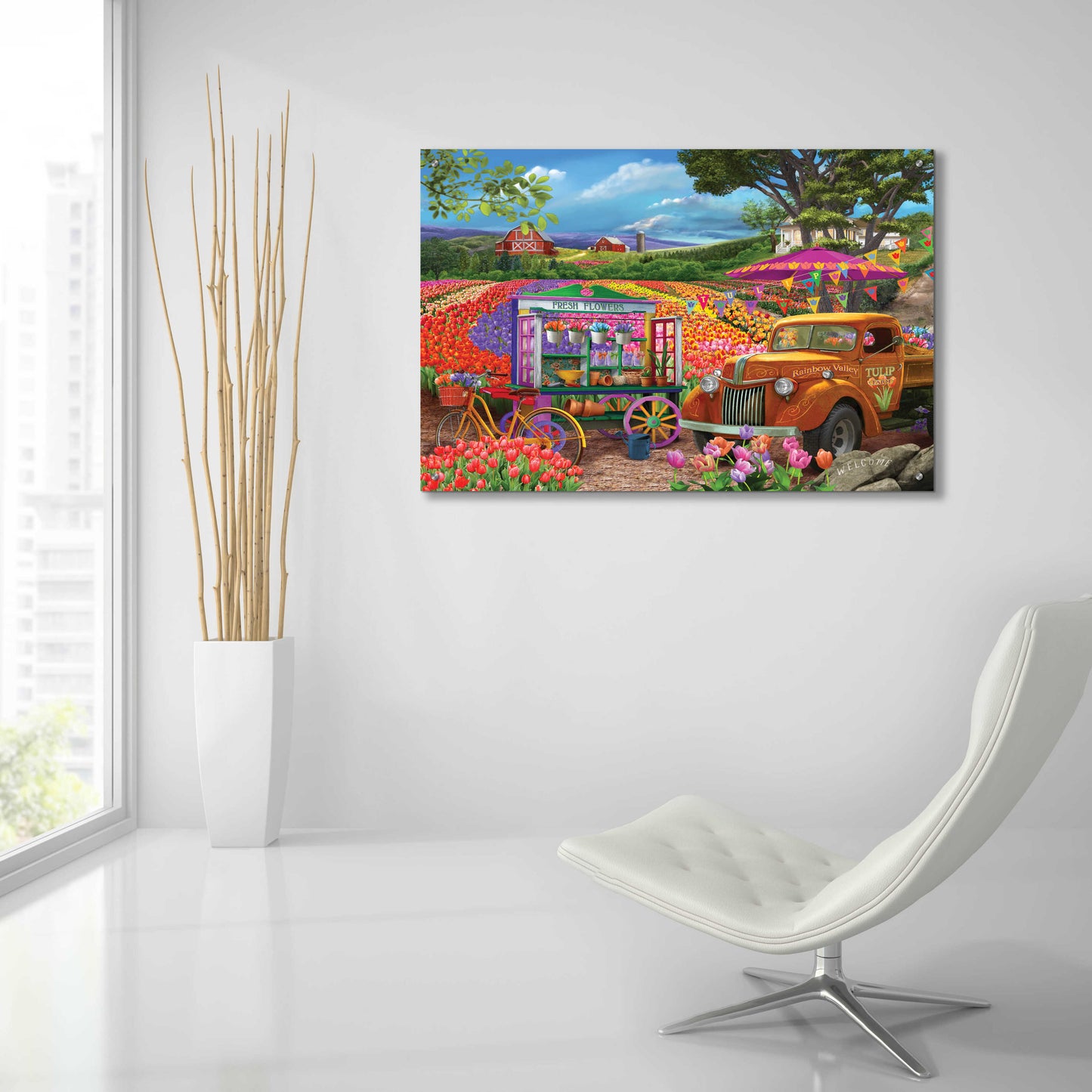 Epic Art 'Roadside Tulips' by Bigelow Illustrations, Acrylic Glass Wall Art,36x24