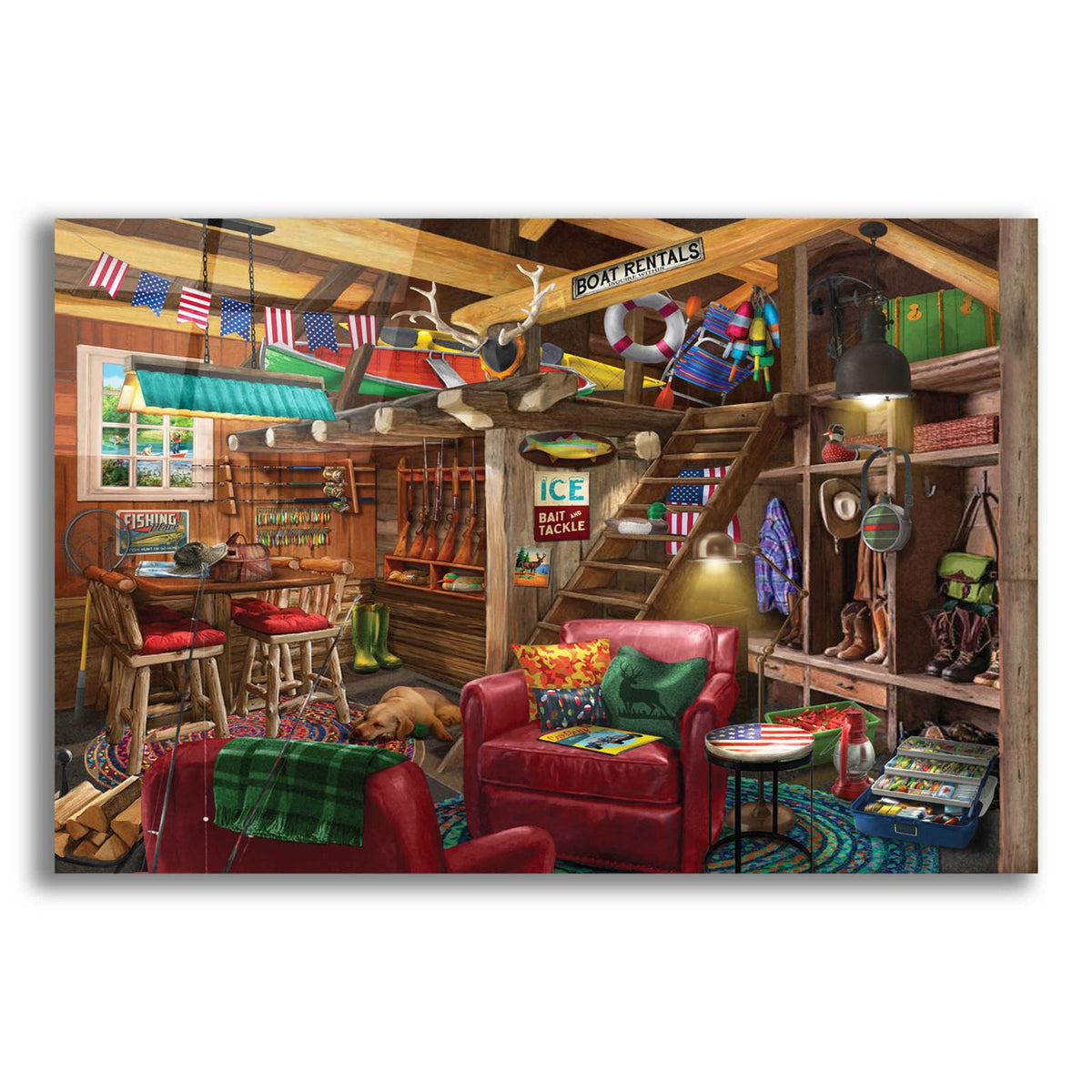 Fish Hunt or Hibernate US by Bigelow Illustrations acrylic glass wall art