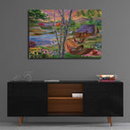 Summer Lakehouse by Bigelow Illustrations - 36x24 acrylic wall art in a room