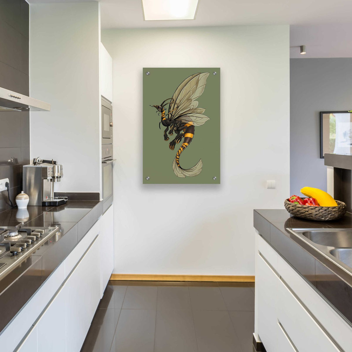 Bee Dragon Celadon by Avery Multer - 24x36 acrylic wall art in a room