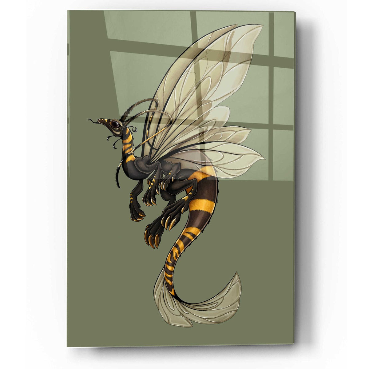 Bee Dragon Celadon by Avery Multer acrylic glass wall art