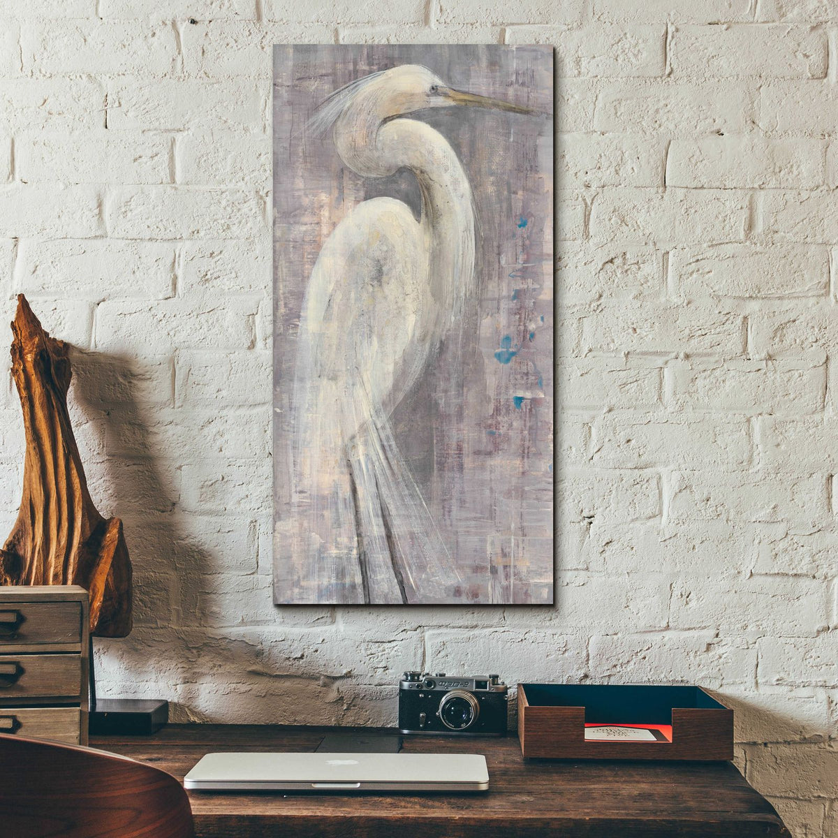 Coastal Egret I Legs II by Albena Hristova - 12x24 acrylic wall art in a room