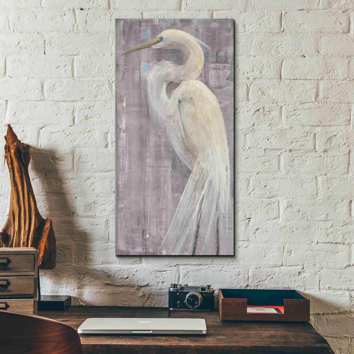 Coastal Egret II Legs II by Albena Hristova - 12x24 acrylic wall art in a room