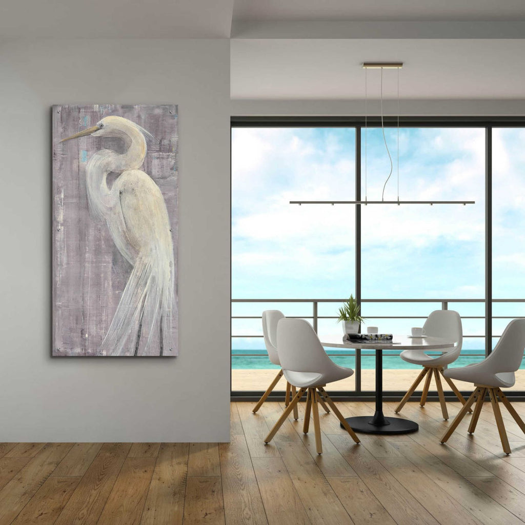Coastal Egret II Legs II by Albena Hristova - 24x48 acrylic wall art in a room