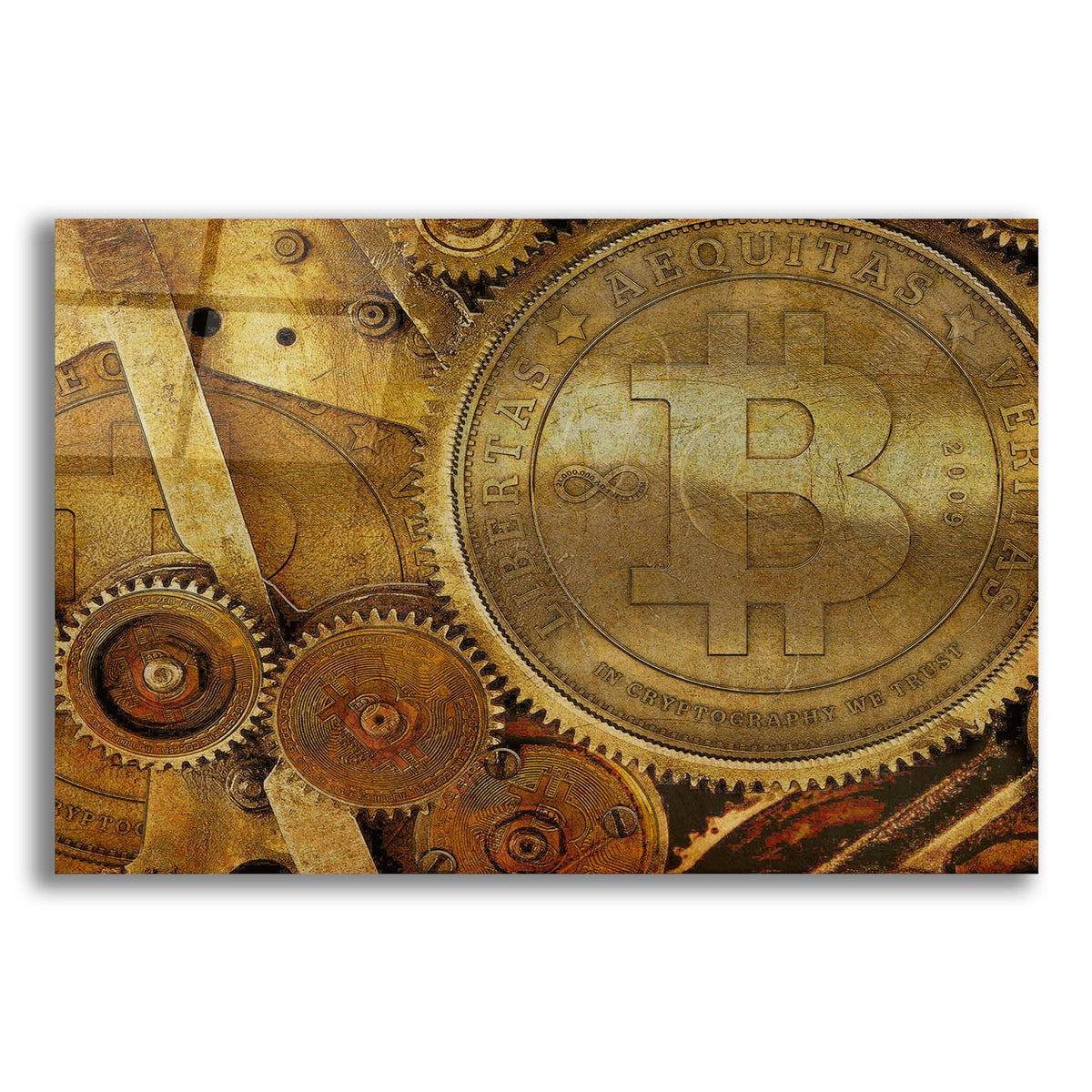 Grunge Bitcoin One by Steve Hunziker acrylic glass wall art