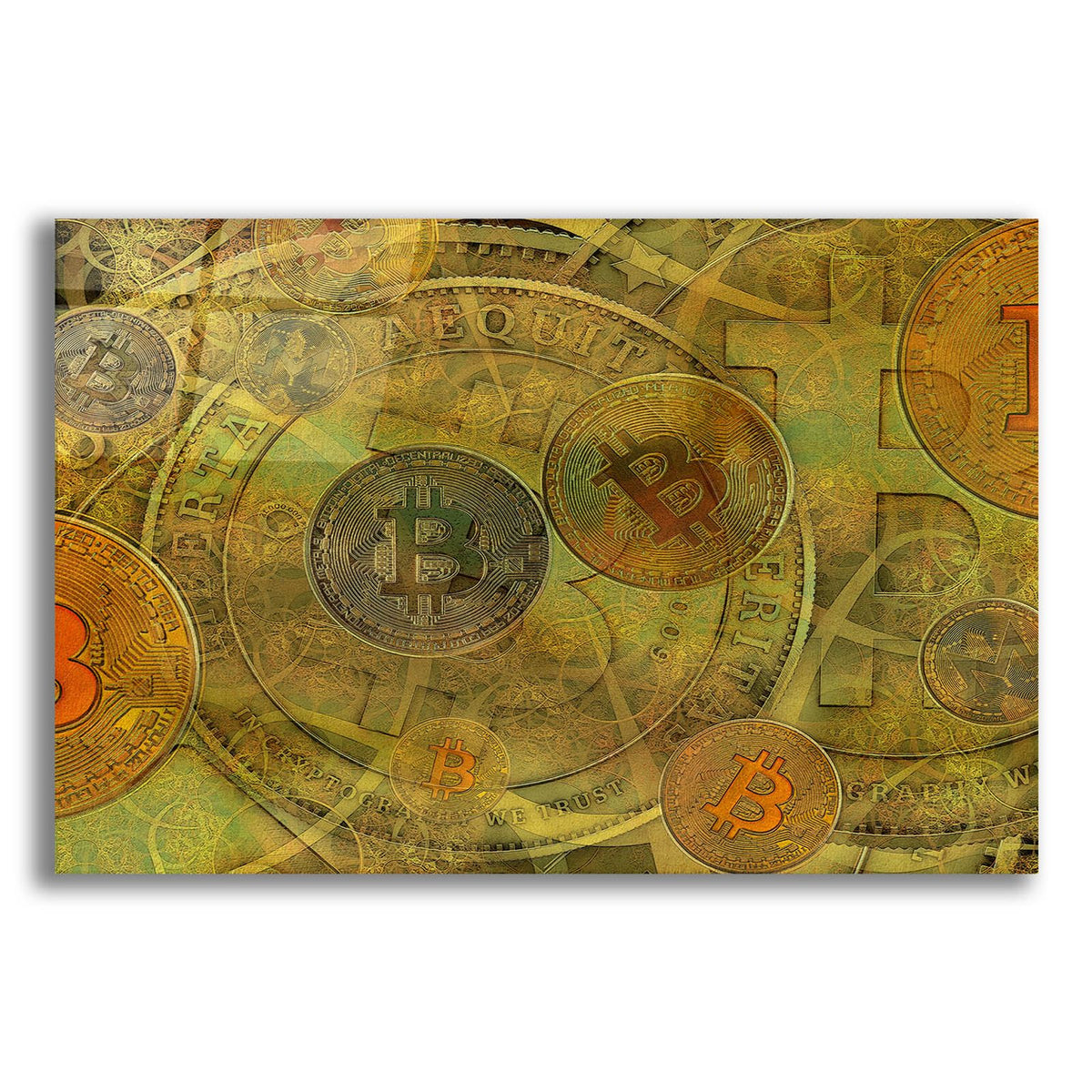 Grunge Bitcoin Two by Steve Hunziker acrylic glass wall art