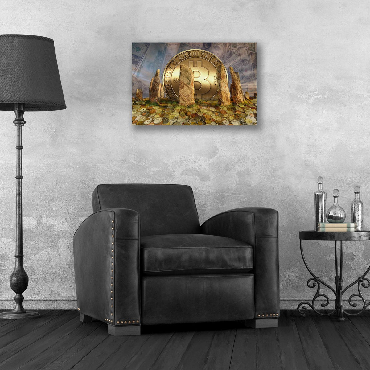 Bitcoin New Age Three by Steve Hunziker - 24x16 acrylic wall art in a room