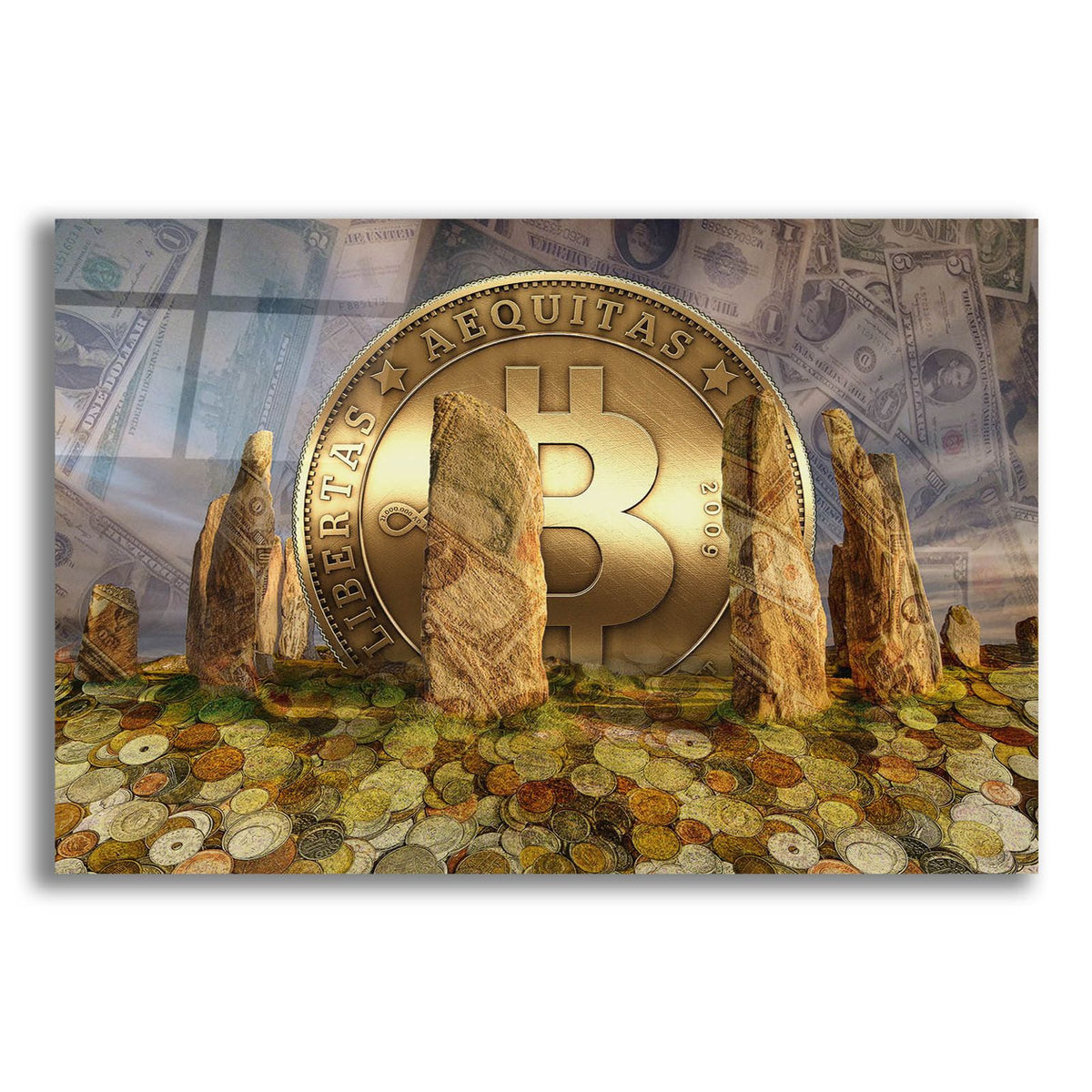 Bitcoin New Age Three by Steve Hunziker acrylic glass wall art