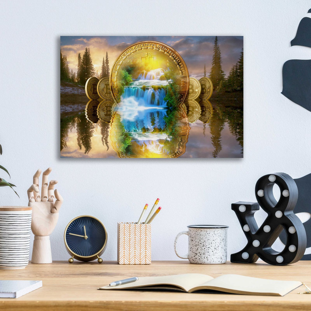 Bitcoin New Age Five by Steve Hunziker - 16x12 acrylic wall art in a room