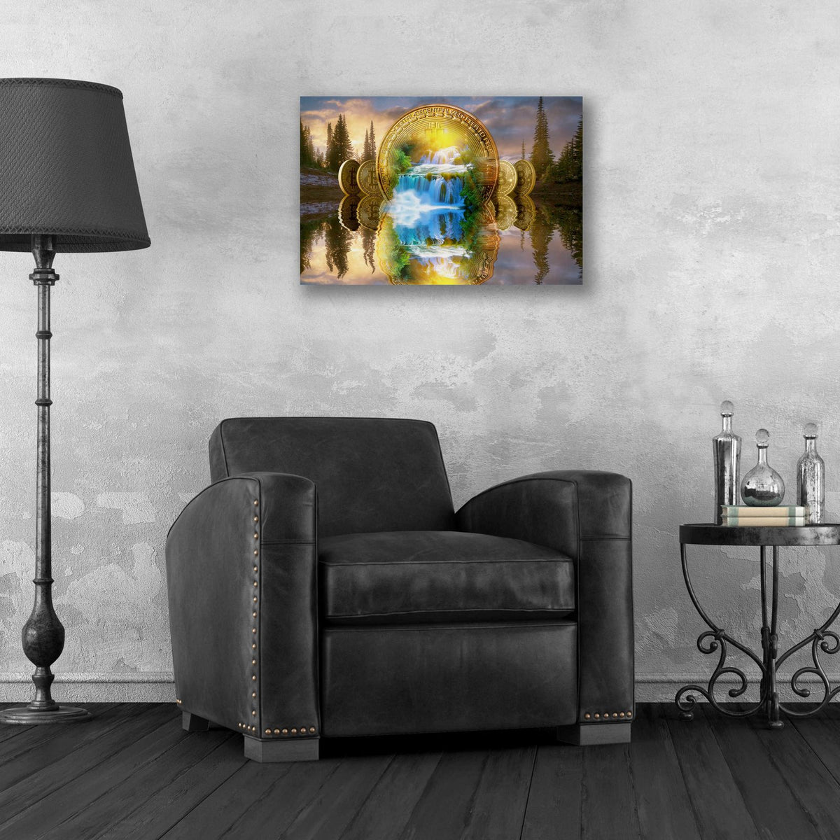 Bitcoin New Age Five by Steve Hunziker - 24x16 acrylic wall art in a room