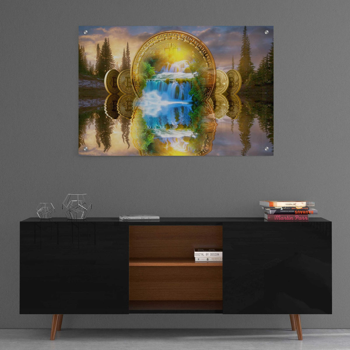 Bitcoin New Age Five by Steve Hunziker - 36x24 acrylic wall art in a room