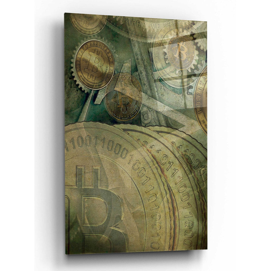 Grunge Bitcoin Four by Steve Hunziker acrylic glass wall art