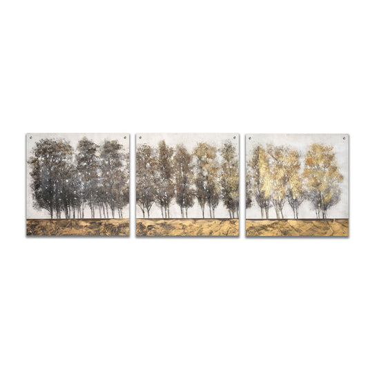 Epic Art 'Gilt Foliage' by Tim O'Toole, Acrylic Glass Wall Art, 3 Piece Set