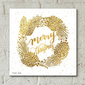Merry Christmas Gold Wreath by Cindy Jacobs - 12x12 acrylic wall art in a room