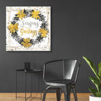 Seasons Greetings Birch Wreath by Cindy Jacobs - 36x36 acrylic wall art in a room