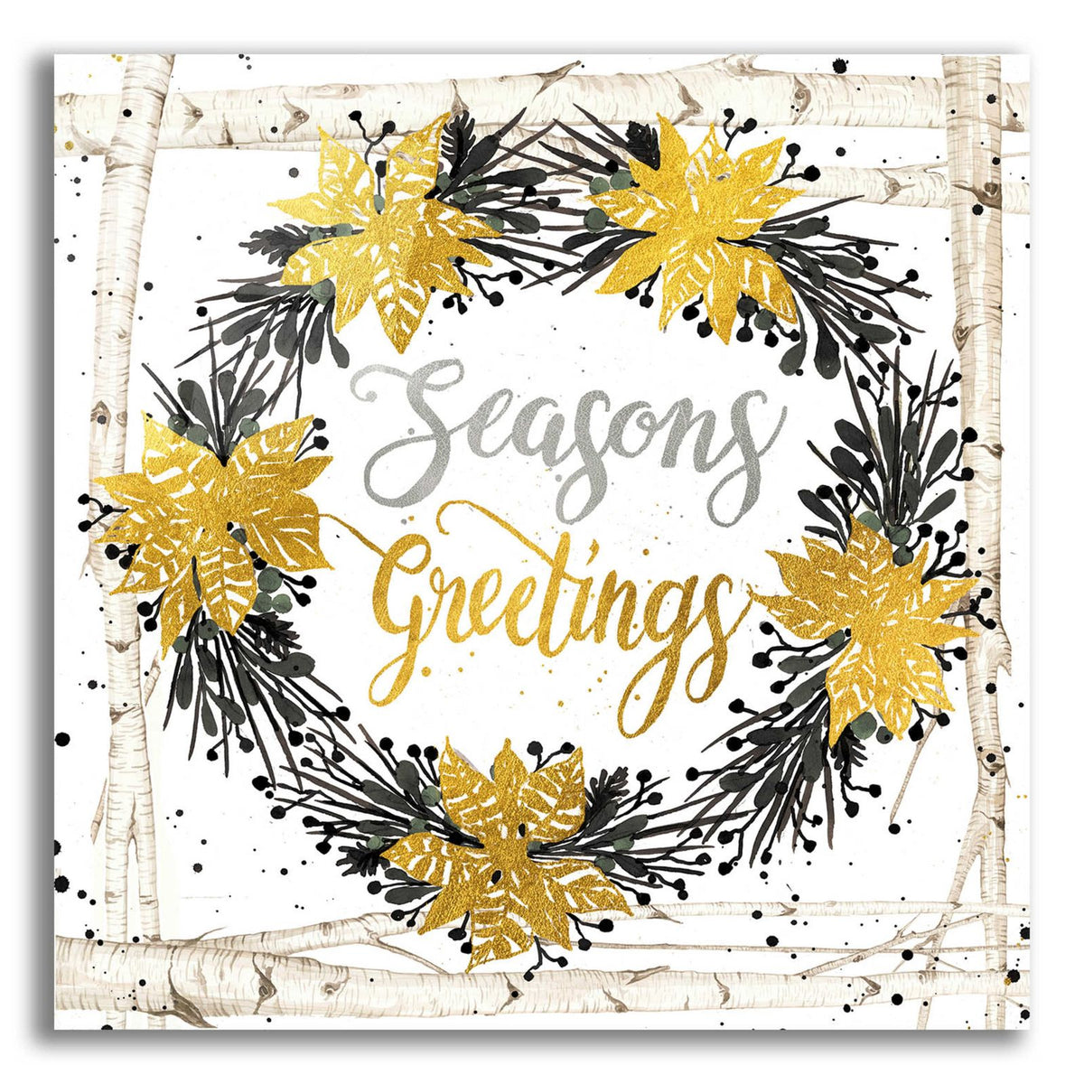 Seasons Greetings Birch Wreath by Cindy Jacobs acrylic glass wall art