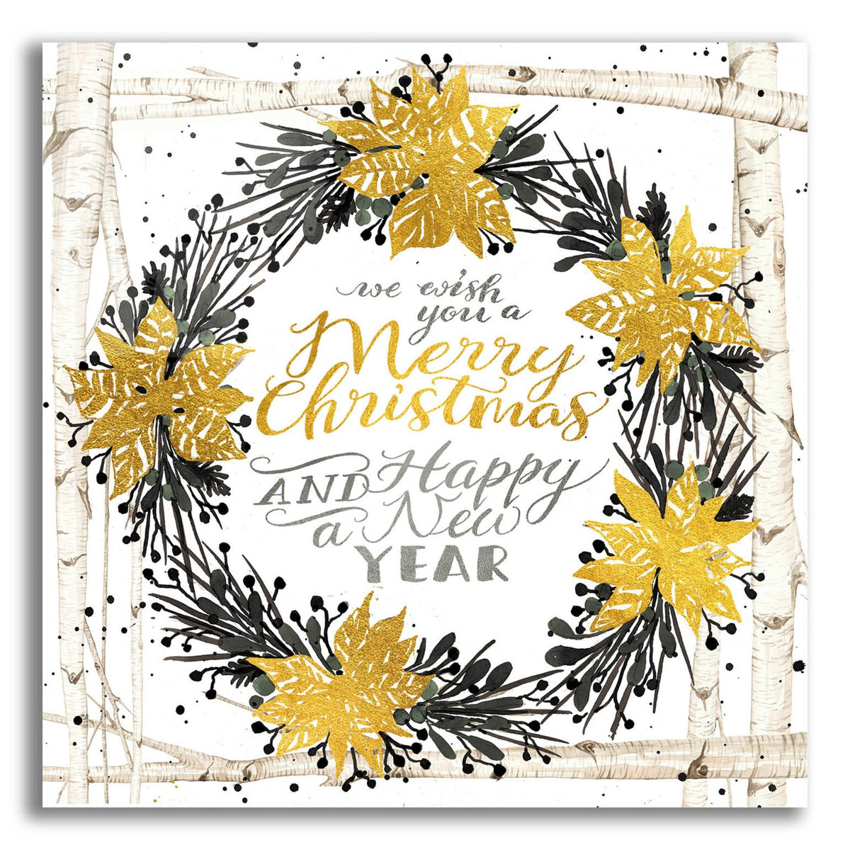We Wish You a Merry Christmas Birch Wreath by Cindy Jacobs acrylic glass wall art