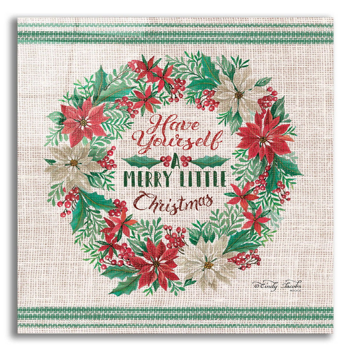 Have Yourself a Merry Little Christmas Embroidery by Cindy Jacobs acrylic glass wall art